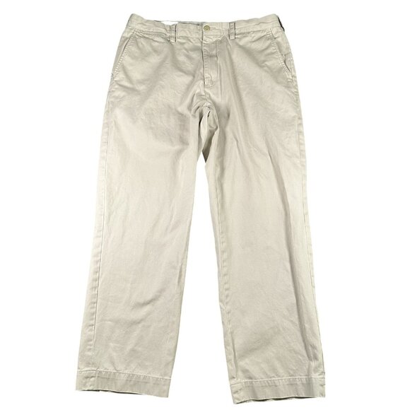 Polo Ralph Lauren Preston Pants Mens 35x30 Khaki Chino Flat Front Classic Fit - Picture 1 of 12